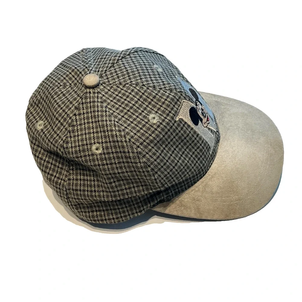 Vintage MICKEY MOUSE Plaid Snapback Hat ~ Disney Goofy's Hat Co Brown Suede Brim
